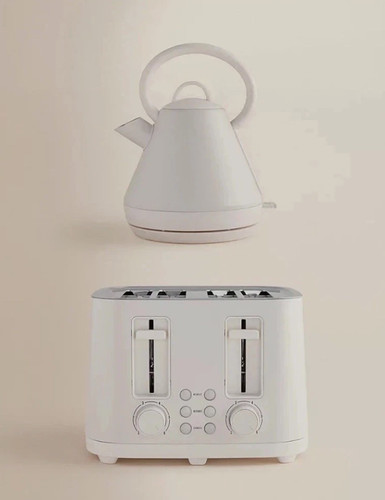 Cream pyramid style kettle - pyramid, &