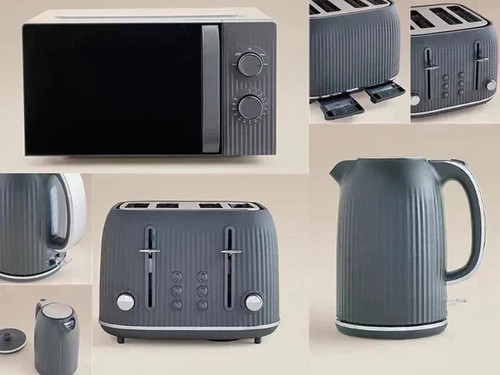 Grey textured kettle 4 slice - grey,