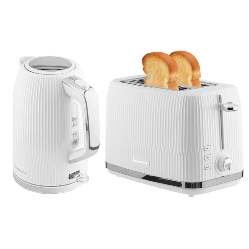 White kettle and toaster set - white,
